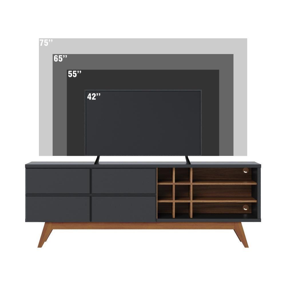 Bancada Para Tv 70 Polegadas Charles Preto Fosco Noce Milano - 7