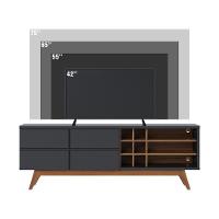 Bancada Para Tv 70 Polegadas Charles Preto Fosco Noce Milano - 7