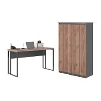 Armário 2 Porta Com Mesa Portugal Noce Preto - 1