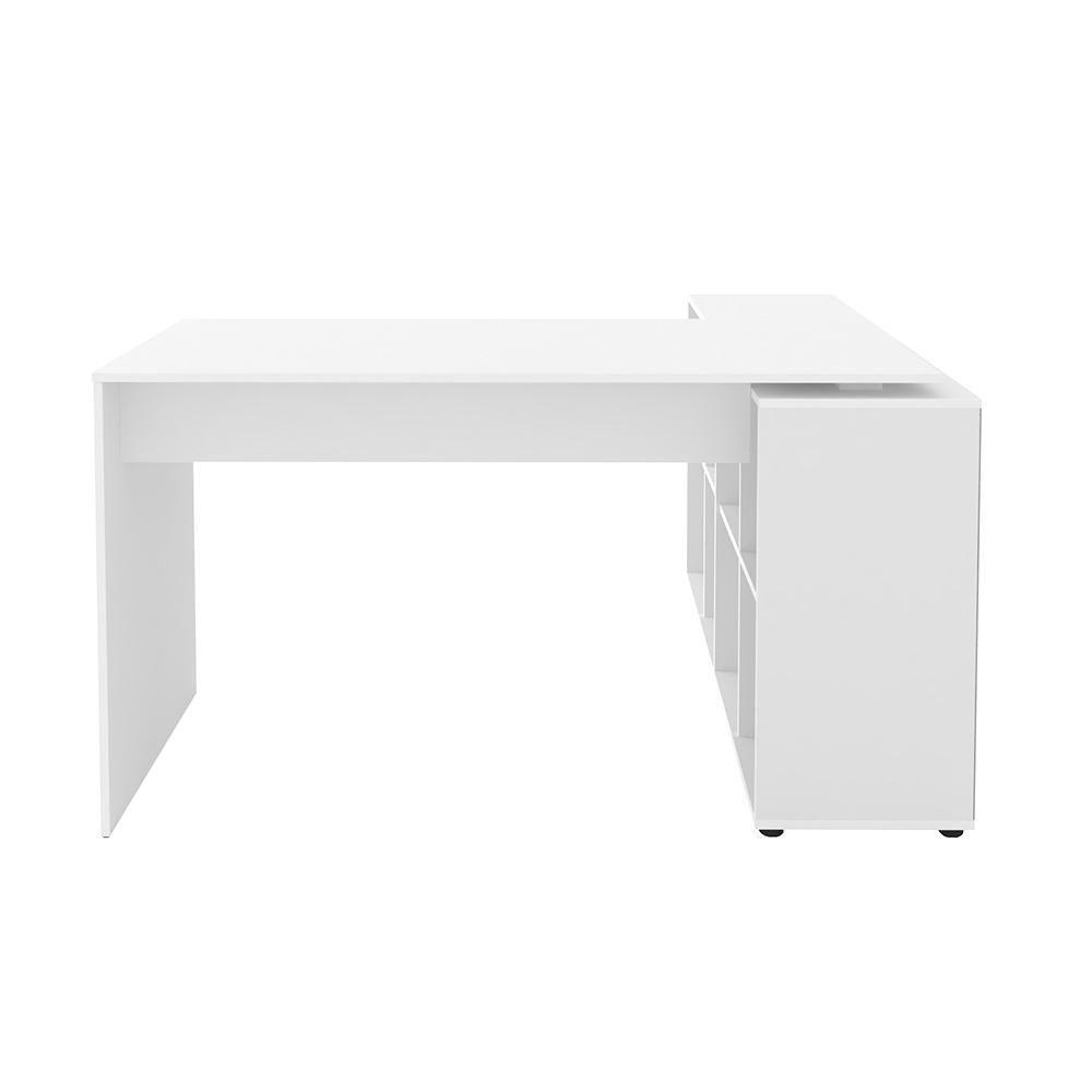 Mesa De Computador Em L 8 Nichos Delaware Branco - 7