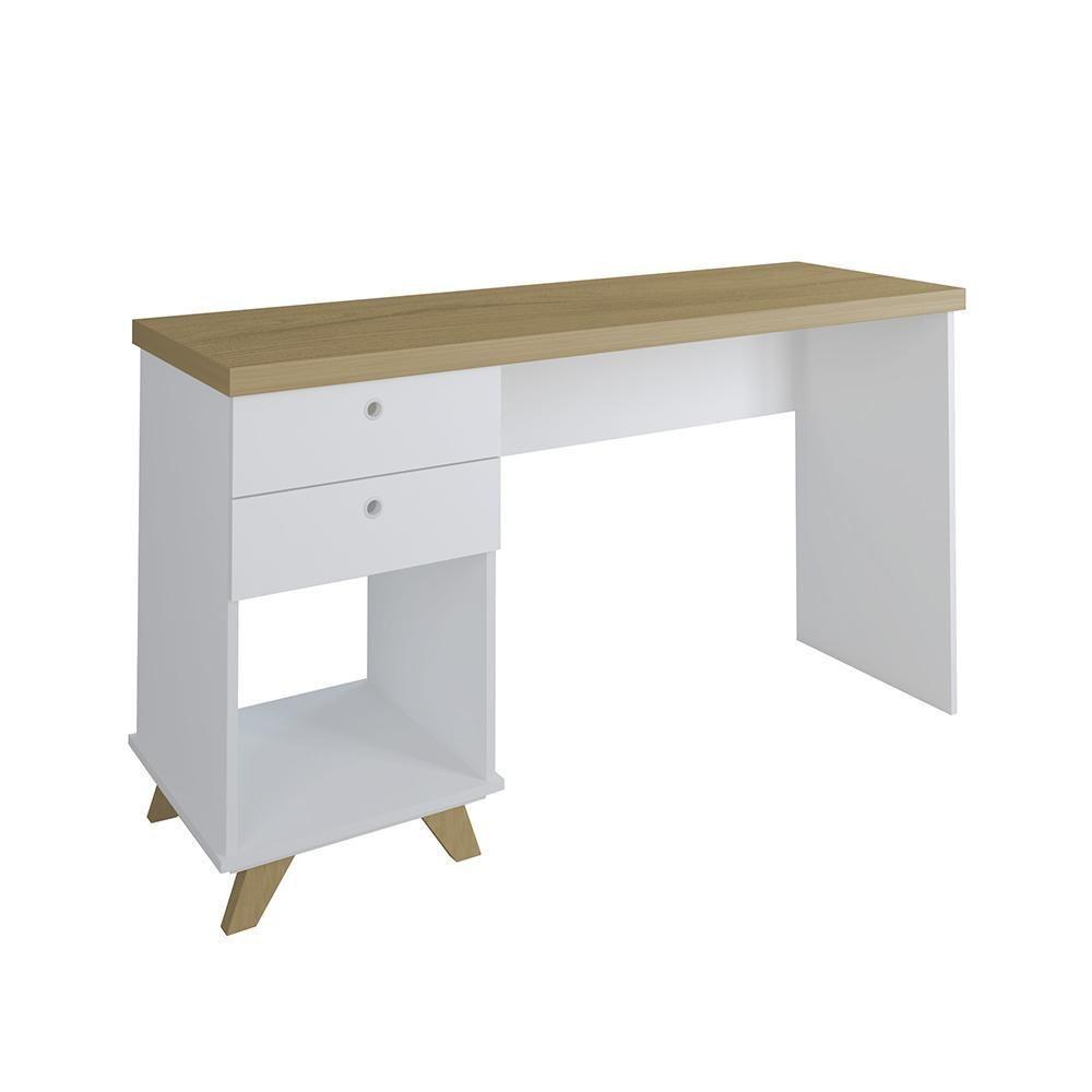 Mesa Para Quarto Retrô 2 Gavetas New Jersy Olmo Branco - 3
