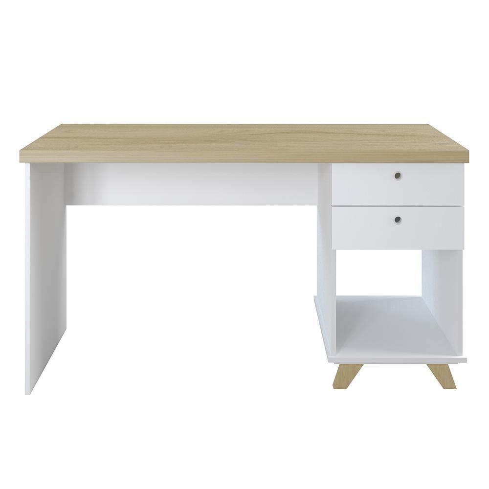 Mesa Para Quarto Retrô 2 Gavetas New Jersy Olmo Branco - 4