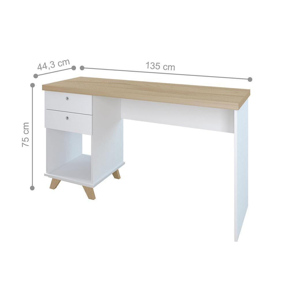 Mesa Para Quarto Retrô 2 Gavetas New Jersy Olmo Branco - 7