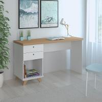 Mesa Para Quarto Retrô 2 Gavetas New Jersy Olmo Branco - 1
