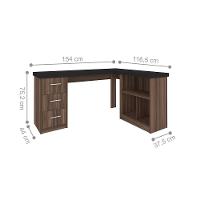 Mesa De Computador Em L 3 Gavetas Alaska Preto Ipê - 6