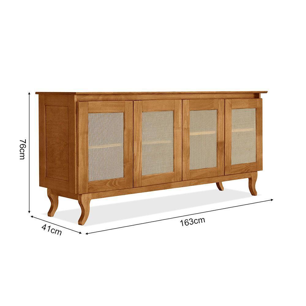 Conjunto Sala De Jantar Mesa Industrial Lanna Com Buffet Aparador Deltan Madeira Maciça - Marrom - 4