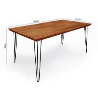 Conjunto Sala De Jantar Mesa Industrial Lanna Com Buffet Aparador Deltan Madeira Maciça - Marrom - 2