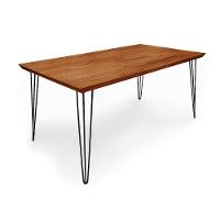 Conjunto Sala De Jantar Mesa Industrial Lanna Com Buffet Aparador Deltan Madeira Maciça - Marrom - 3