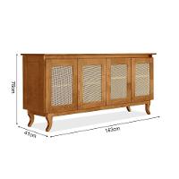 Conjunto Sala De Jantar Mesa Industrial Lanna Com Buffet Aparador Deltan Madeira Maciça - Marrom