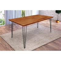 Conjunto Sala De Jantar Mesa Industrial Lanna Com Buffet Aparador Deltan Madeira Maciça - Marrom - 5