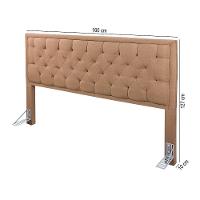 Cabeceira Estofada Cama Box Queen Linho Ocre Montreal 1,60M - 3