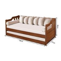 Sofa Cama Solteiro De Madeira Maciça Com Cama Auxiliar Atraente Imbuia - Marrom - 2