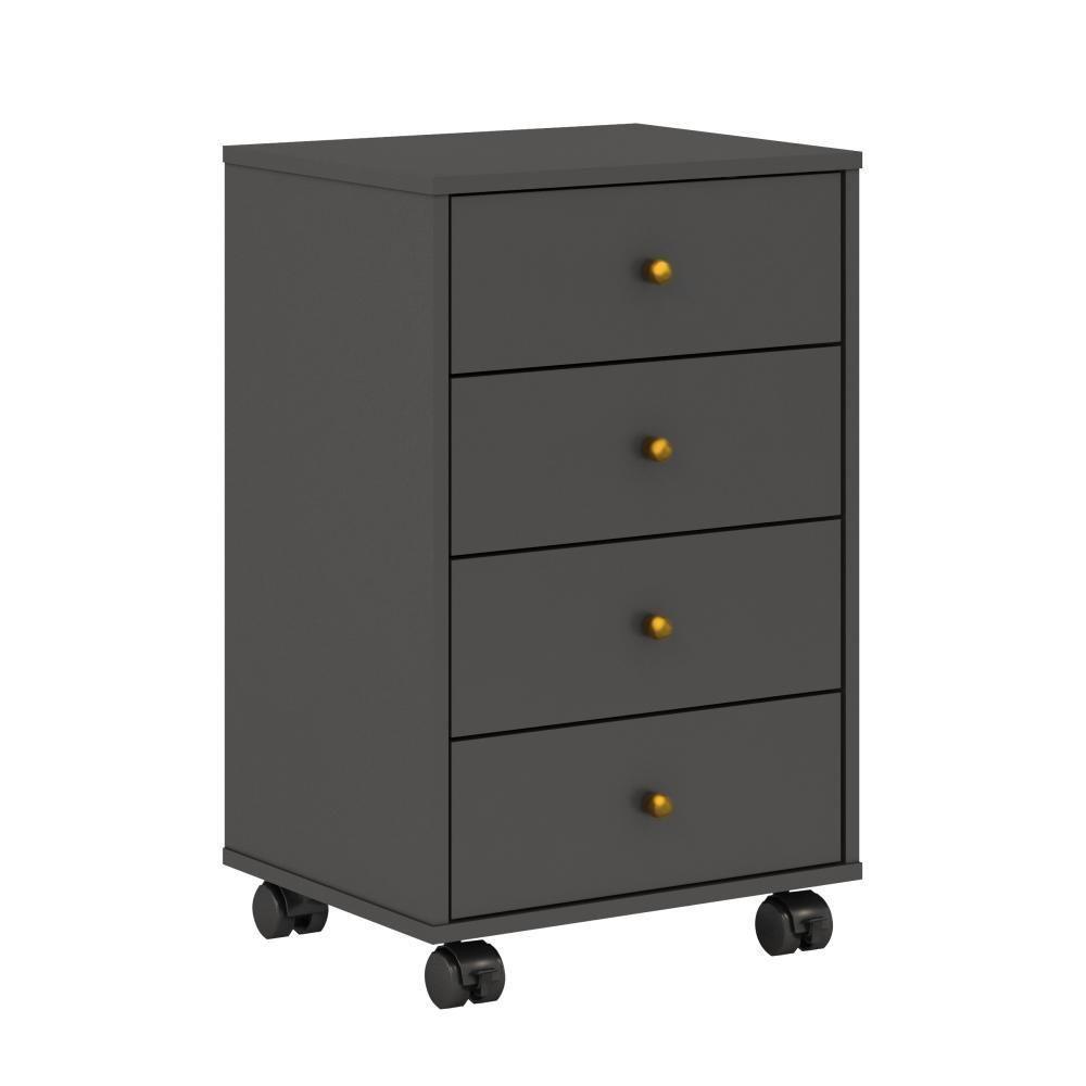 Conjunto 2 Mesas De Cabeceira 4 Gavetas Selte Amendola Grafito - 2