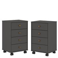 Conjunto 2 Mesas De Cabeceira 4 Gavetas Selte Amendola Grafito - 1