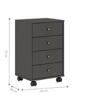 Conjunto 2 Mesas De Cabeceira 4 Gavetas Selte Amendola Grafito - 5