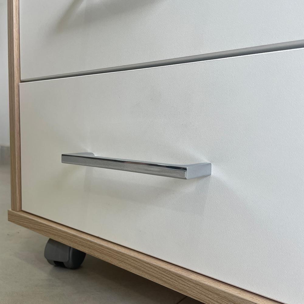 Gaveteiro Com Rodízios 3 Gavetas Stoke Carvalho Branco - 3