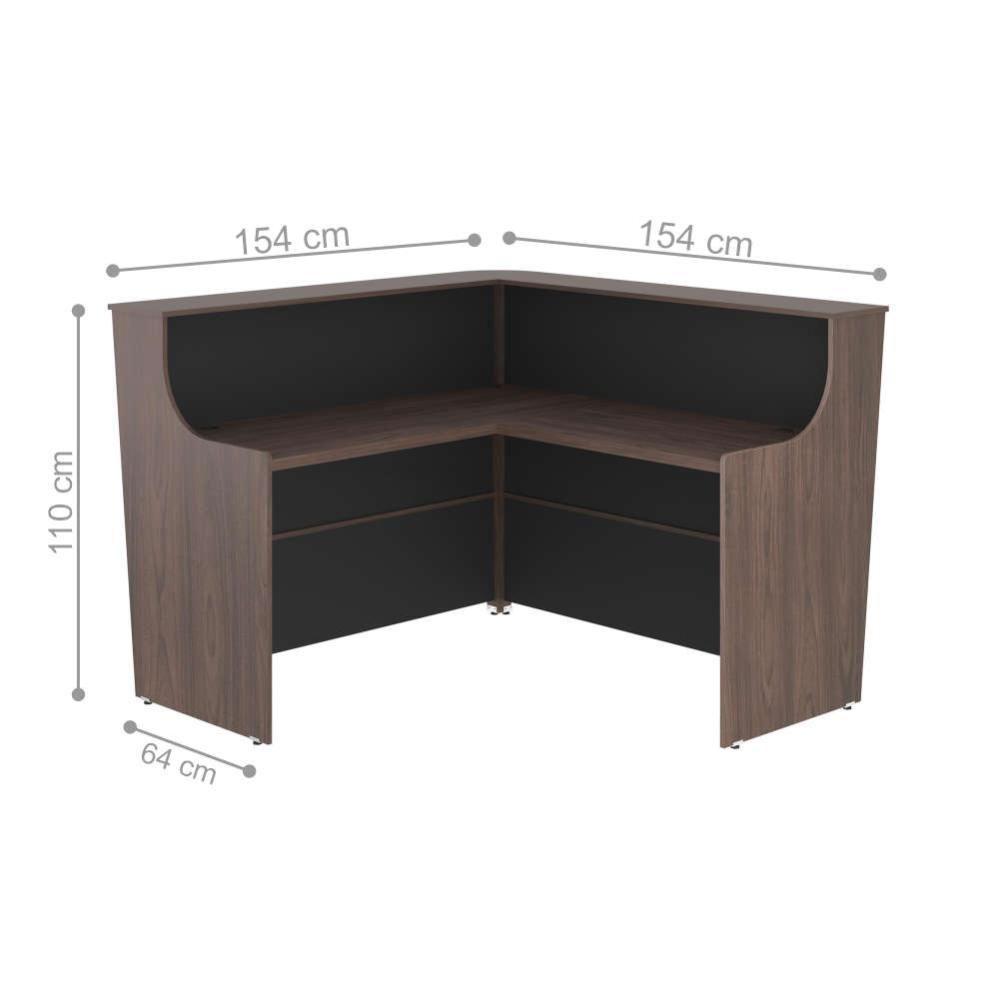 Balcao Para Recepção Em L Fever Freijo Preto - 4