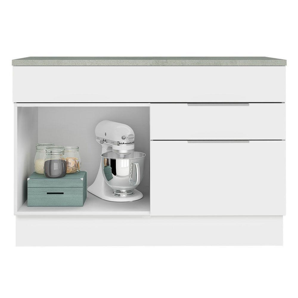 Balcão Gabinete De Pia 120 Cm 1 Portas E 2 Gavetas (com Tampo) Branco Stella Madesa Branco - 5