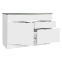 Balcão Gabinete De Pia 120 Cm 1 Portas E 2 Gavetas (com Tampo) Branco Stella Madesa Branco - 3