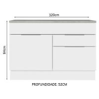 Balcão Gabinete De Pia 120 Cm 1 Portas E 2 Gavetas (com Tampo) Branco Stella Madesa Branco