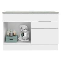 Balcão Gabinete De Pia 120 Cm 1 Portas E 2 Gavetas (com Tampo) Branco Stella Madesa Branco - 5