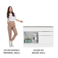 Balcão Gabinete De Pia 120 Cm 1 Portas E 2 Gavetas (com Tampo) Branco Stella Madesa Branco - 9
