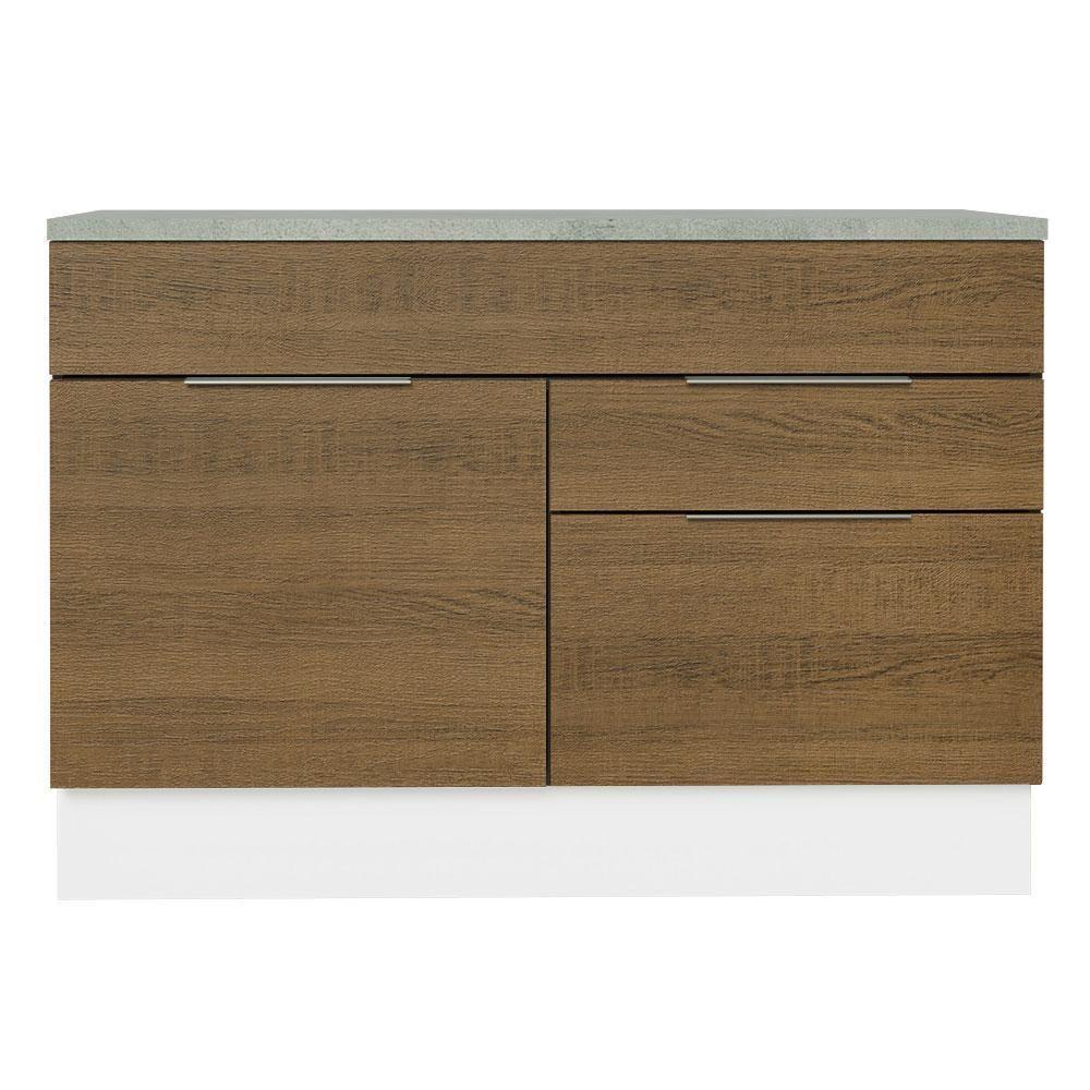 Balcão Gabinete De Pia 120cm 1 Portas 2 Gavetas Com Tampo Branco/rustic Stella Madesa - 2