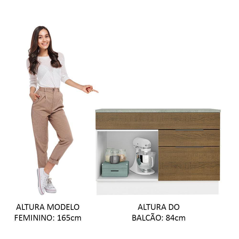 Balcão Gabinete De Pia 120cm 1 Portas 2 Gavetas Com Tampo Branco/rustic Stella Madesa - 9