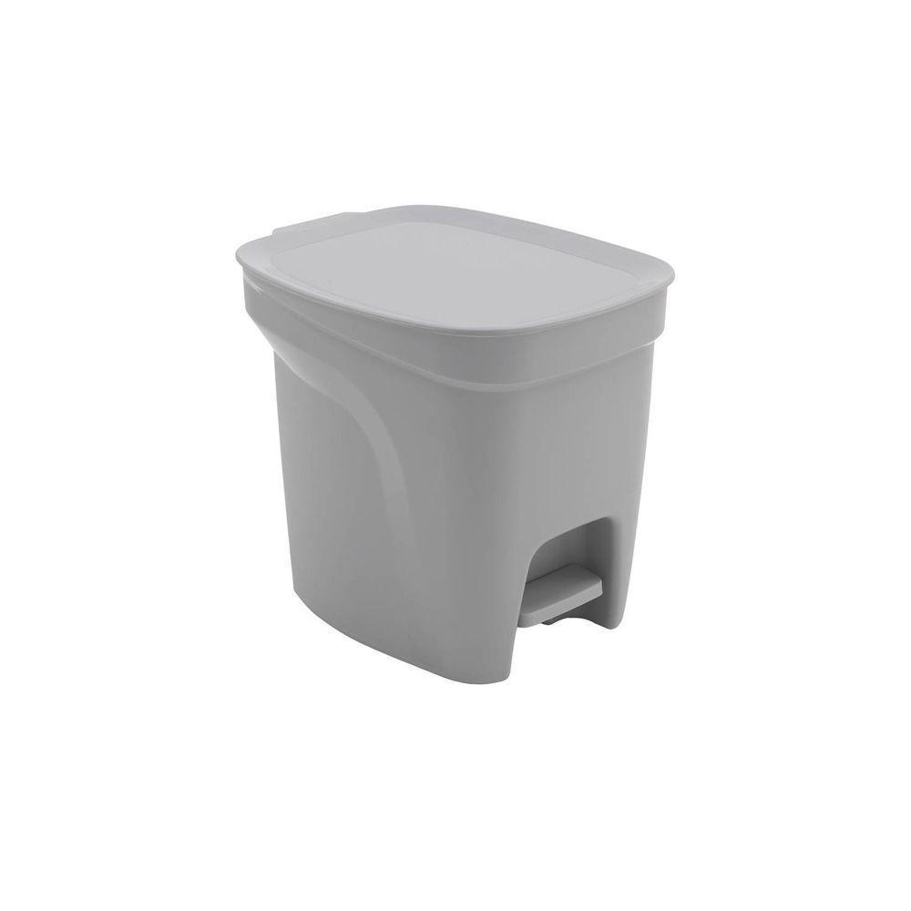 Lixeira Tramontina Basic Compact Em Polipropileno Cinza Com Haste Em Aço Galvanizado 7 L Tramontina - 1