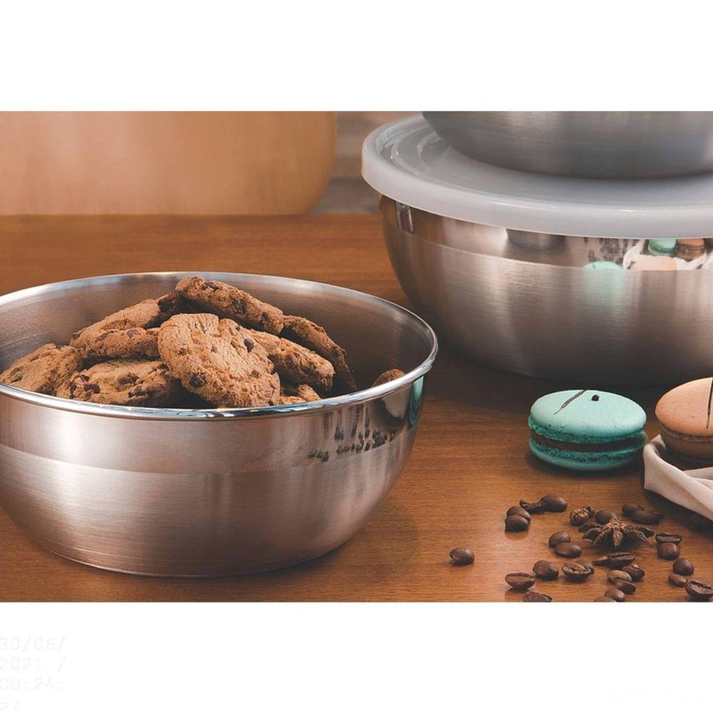 Jogo De Potes Em Aço Inox Com Tampa Plástica Tramontina Freezinox 3 Peças Tramontina - 2