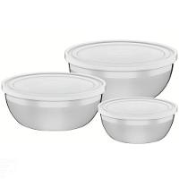 Jogo De Potes Em Aço Inox Com Tampa Plástica Tramontina Freezinox 3 Peças Tramontina - 1