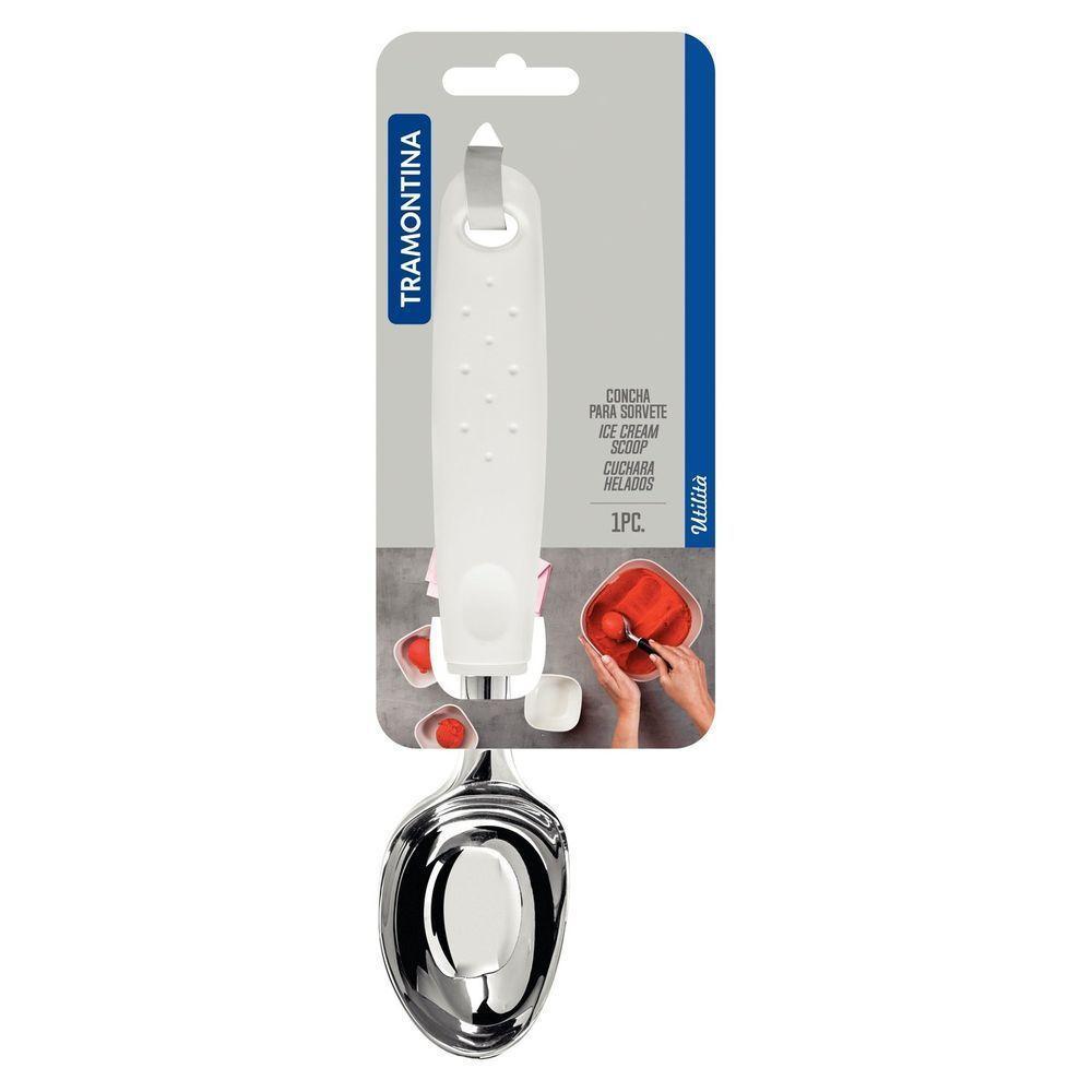 Concha Para Sorvete Tramontina Utilitá Em Zamak Cromado Com Cabo De Polipropileno Branco Tramontina - 4