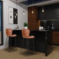 Kit 4 Banquetas Alta Com Encosto Para Bancada Cozinha Penha R02 Sintético Marrom - Mpozenato - 8