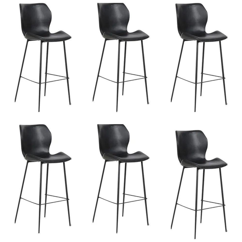 Kit 6 Banquetas Alta Com Encosto Para Bancada Cozinha Penha R02 Sintético Preto - Mpozenato - 2