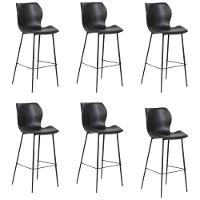 Kit 6 Banquetas Alta Com Encosto Para Bancada Cozinha Penha R02 Sintético Preto - Mpozenato - 1