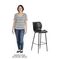 Kit 6 Banquetas Alta Com Encosto Para Bancada Cozinha Penha R02 Sintético Preto - Mpozenato - 6