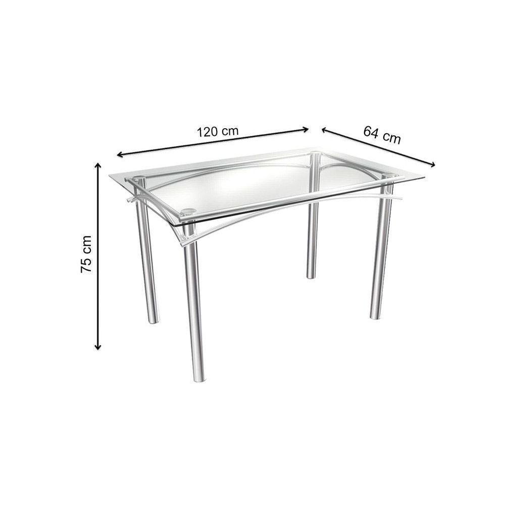 Kit Mesa Elba C- Tampo Vidro 120cm + 6 Cadeiras Holanda Cromado Courano Preto - 3