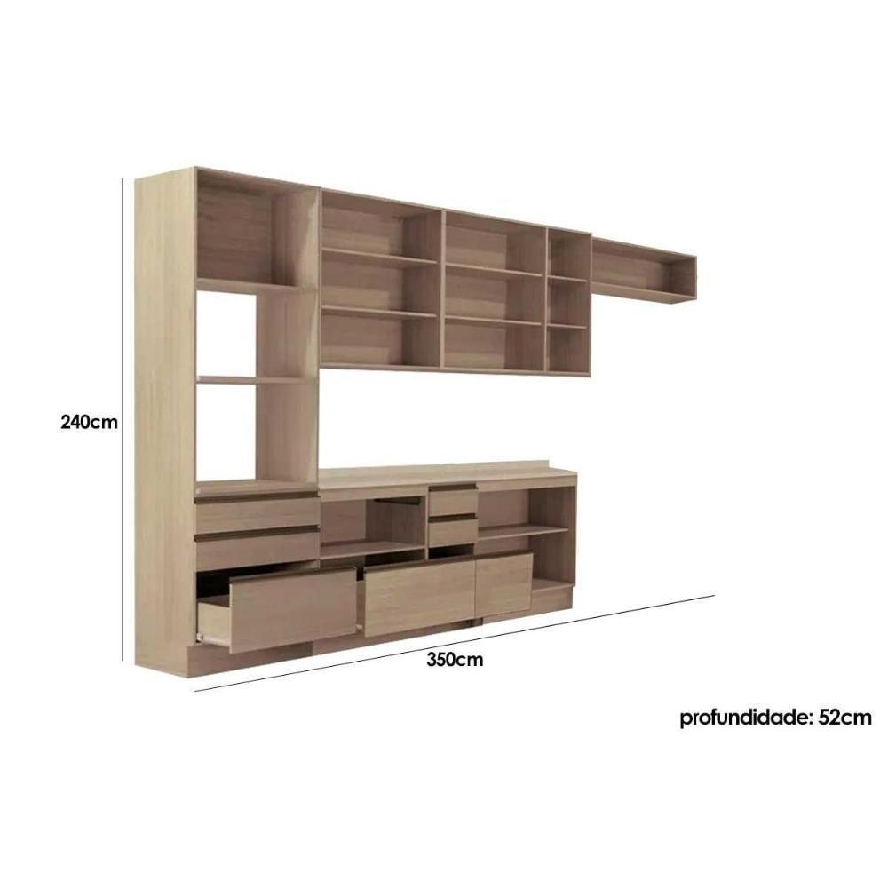 Cozinha Compacta Maxxi 7pçs 1 Paneleiro 3 Aéreos 2 Balcões 1 Complemento Cz218 Nogal - Kappesberg - 3