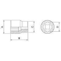 Soquete Estriado Em Aço Cromo Vanádio 33 Mm - Encaixe 3-4" Tramontina - 2
