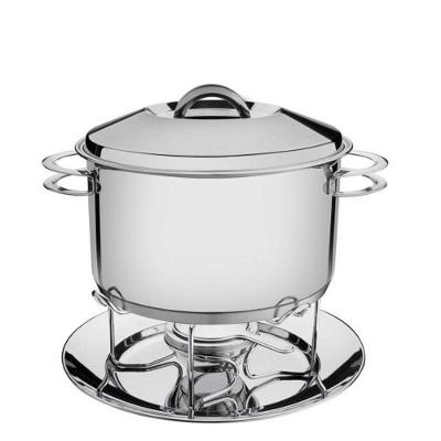 Rechaud Tramontina Solar Em Aço Inox Fundo Triplo Com Fogareiro E Tampa De Inox 7,8 L