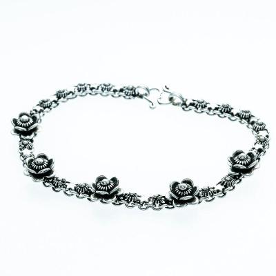 Pulseira Bali Pikun Com Rosas Prata 925 18cm
