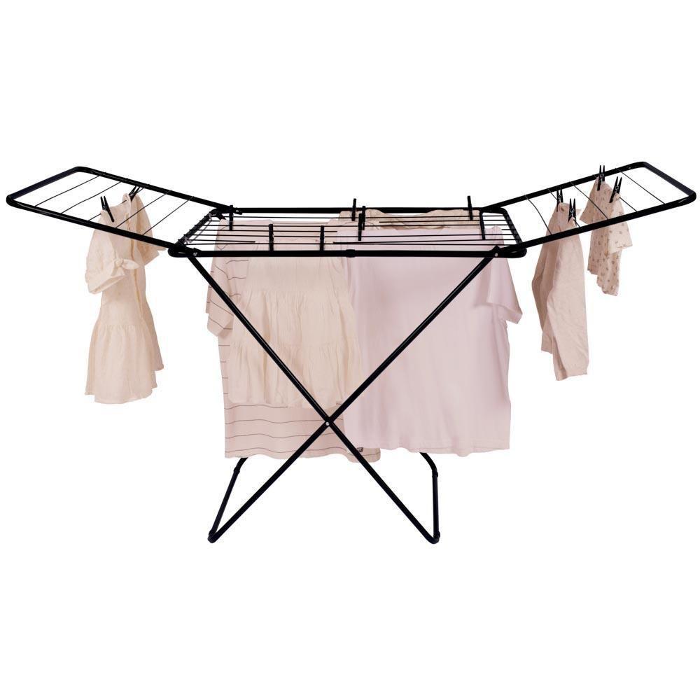 Varal De Chão Com Abas Maxi Retrátil Dobrável Mor Cor Preto - 2