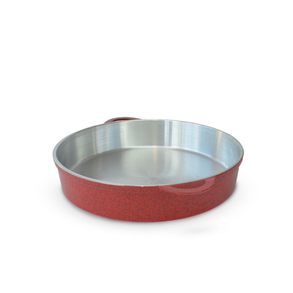 Paejeira Paellera Fundida Alumínio Batido Grosso Com Tampa 30cm - Vermelho - 3