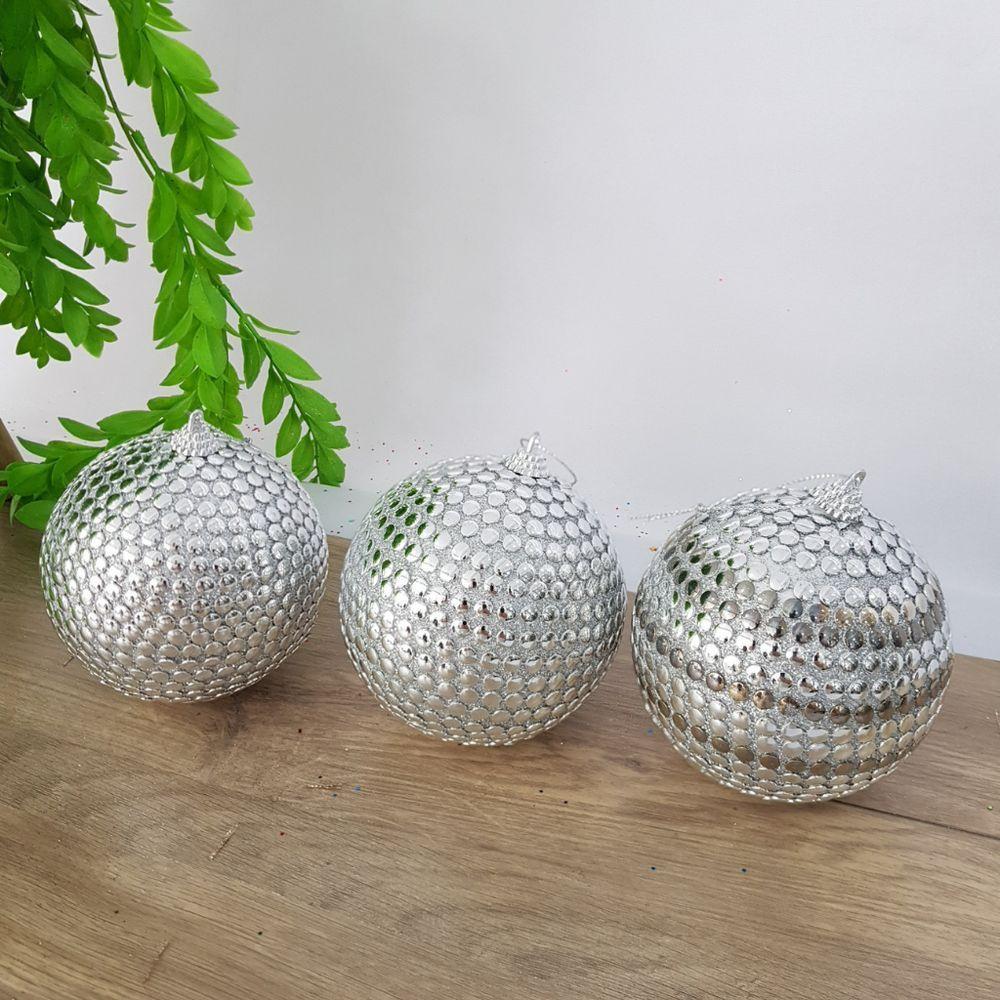 Bolas De Natal Kit Com 3 Unid Prata - 4