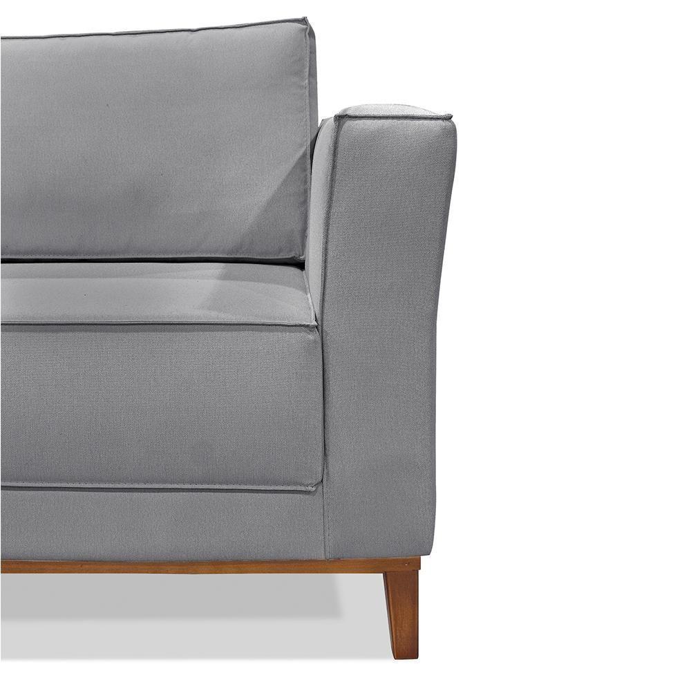 Sofá 2 Lugares Berlim Linho 1,70m Pés Em Madeira Maciça - Cinza Cinza - 3