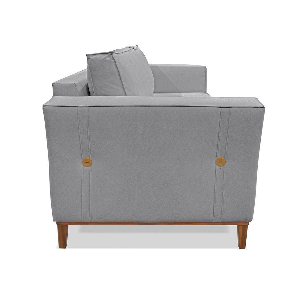 Sofá 2 Lugares Berlim Linho 1,70m Pés Em Madeira Maciça - Cinza Cinza - 6