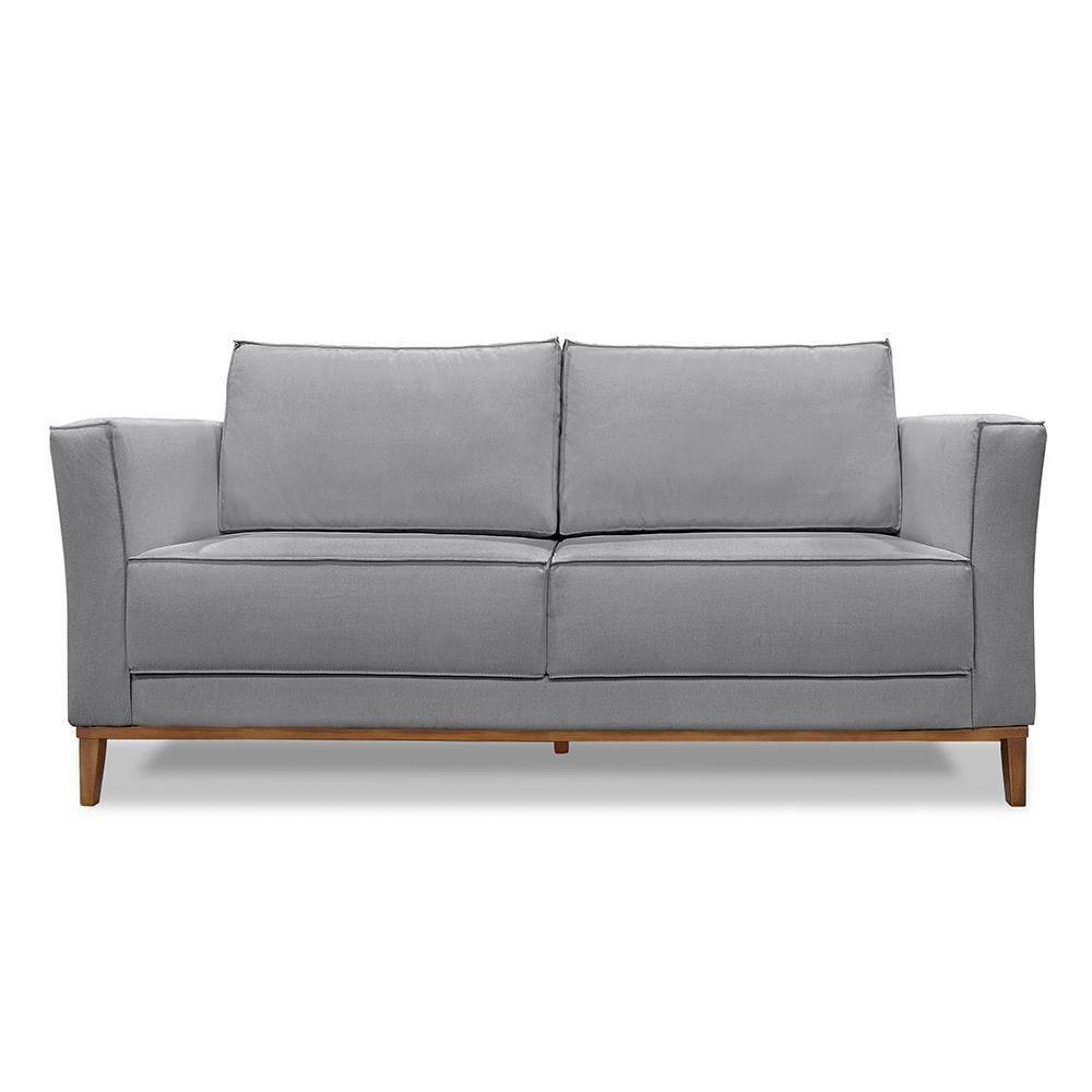 Sofá 2 Lugares Berlim Linho 1,70m Pés Em Madeira Maciça - Cinza Cinza - 7