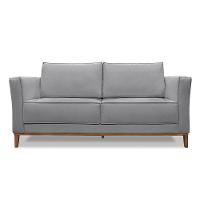 Sofá 2 Lugares Berlim Linho 1,70m Pés Em Madeira Maciça - Cinza Cinza - 7