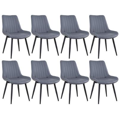 Kit 8 Cadeiras Estofadas Design Industrial Chicago Cinza