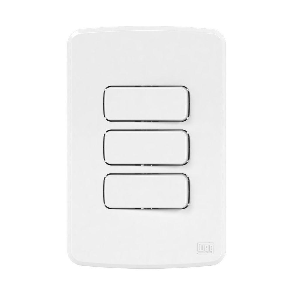Conjunto 3 Interruptores Paralelos 10a 250v Placa 4x2 Branco Compose Weg Branco - 250v - 1
